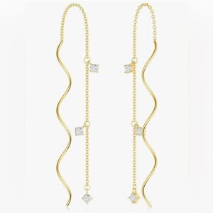 Unique Nordstrom 14KT Dip Topaz Wave Thread dangle earrings